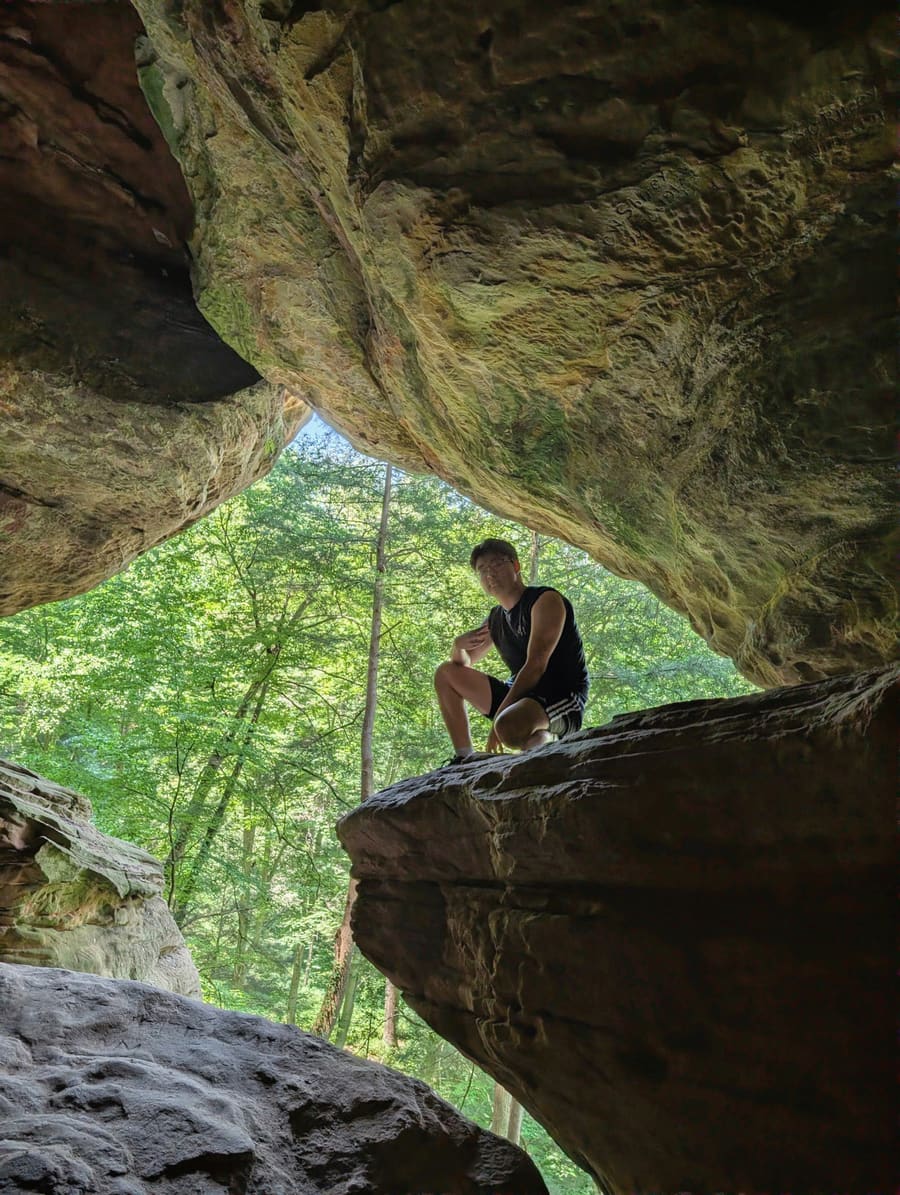 Darren in a cave